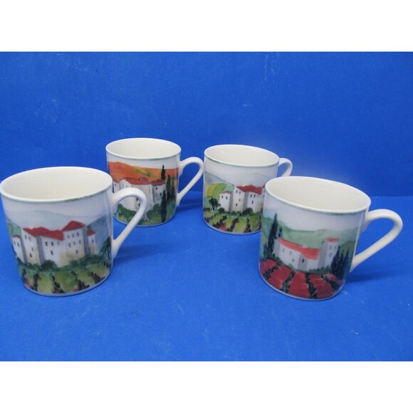 222 Fifth Fine China Tuscan Villa Scenes Set Of 4 Espresso Demitasse Cups - Picture 1 of 10